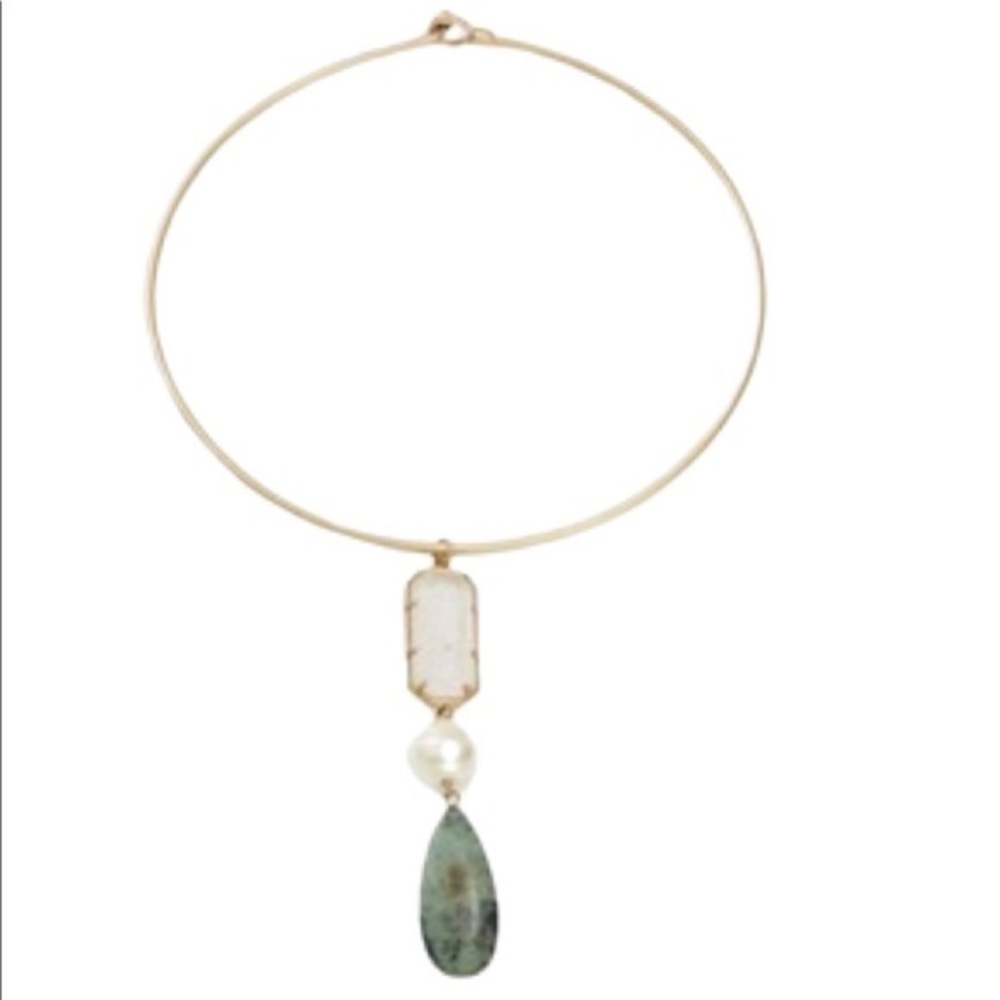 Ralph Lauren Pearl/Stone Pendant Collar Necklace